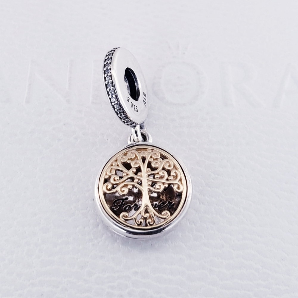 👨‍👩‍👧‍👦 Authentic Pandora ⭐️RETIRED⭐️ FAMILY LOCKET CHARM / With 14k GOLD